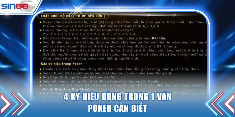 4 ký hiệu dùng trong 1 ván Poker cần biết